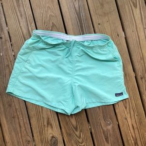 Patagonia Baggies turquoise blue elastic shorts with pockets
